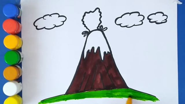 How to draw Volcano easy| كيفية رسم بركان | Πώς να σχεδιάσετε ένα ηφαίστειο |Как нарисовать вулкан смотреть онлайн