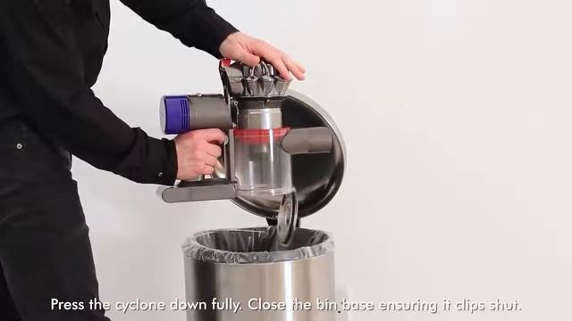 Dyson V8 cord free vacuums   Emptying the clear bin DASK Services - Cyprus