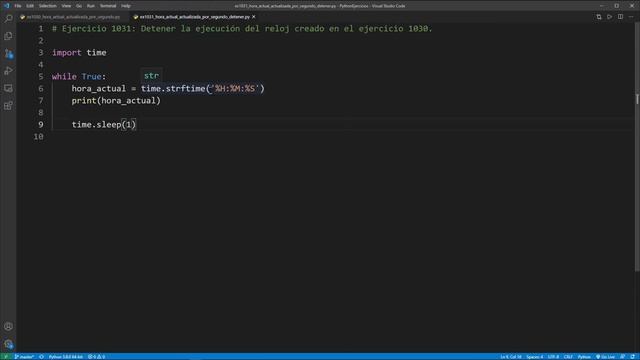 Python Ejercicio: 1031 Capturar la Excepción KeyboardInterrupt para Detener Ejecución de un Reloj смотреть онлайн