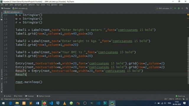 How to create a BMI calculator in python | Calculate your BMI | 2020 | by Learning Bazaar смотреть онлайн