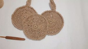 Как связать круглую мочалку из джута.