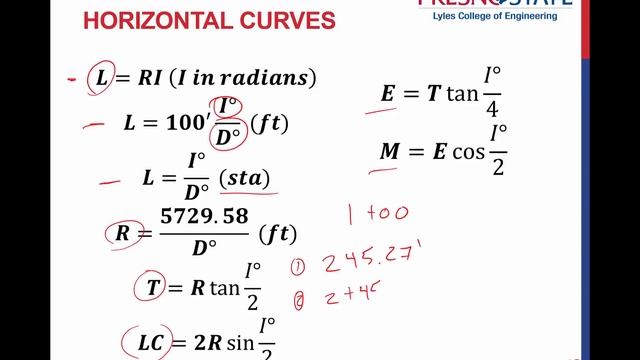 Horizontal curve Formulas смотреть онлайн