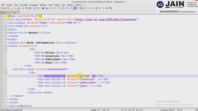 CA8 - XML + XSLT program output смотреть онлайн
