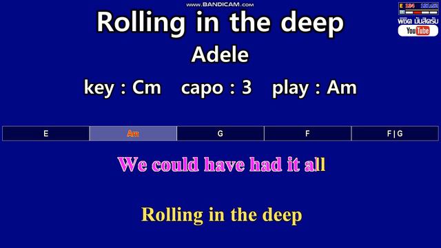 Rolling in the deep - Adele ( Karaoke & Easy Guitar Chords ) Key : Cm Capo : 3 เล่น Am смотреть онлайн
