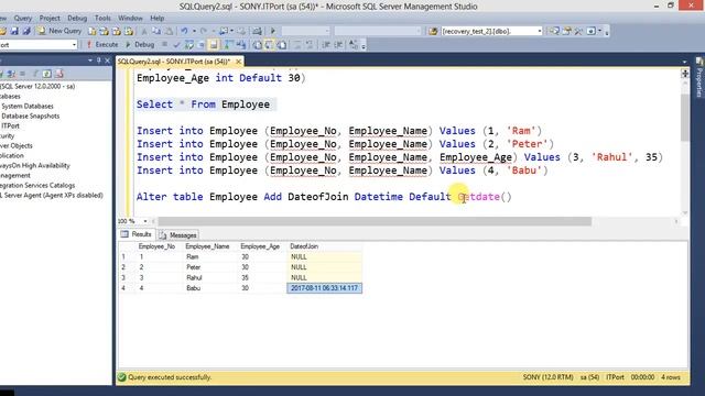 Create, Alter, Drop default constraint in SQL Server - Part 9 Tamil смотреть онлайн