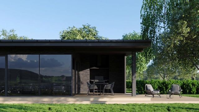 Проект FLAT 110 / Черный стильный дом с односкатной кровлей 110 кВ.м. / Лучшая планировка смотреть онлайн