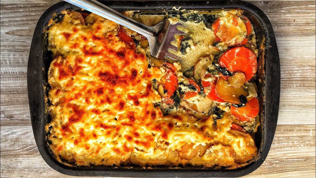 Запеканка овощная со шпинатом. смотреть онлайн