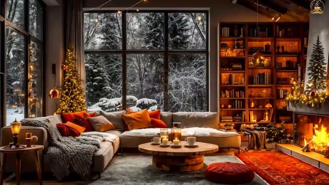 Winter Ambience ☕ Embrace the Serenity with Smooth Jazz Music, Snowfall & Fireplace Sounds for Slee смотреть онлайн