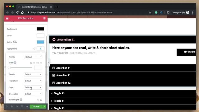 Elementor Accordion & Toggle Widgets : Horizontal Accordions Hover Based Accordions And More!