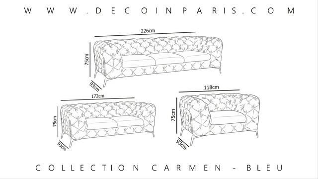 Deco In Paris - Canapé chesterfield velours bleu - CARMEN смотреть онлайн