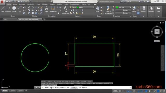 Autocad Join Lines with Gaps using PEDIT command смотреть онлайн