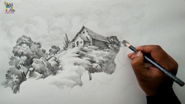 Learn Landscape Drawing and Shading with Pencil | Easy Pencil Art