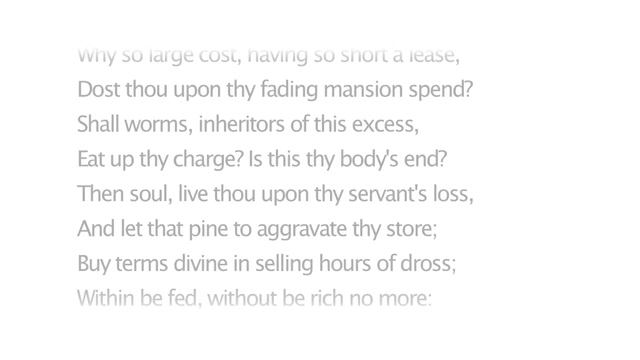 Shakespeare's Sonnet 146 – Poor Soul, the Centre of My Sinful Earth смотреть онлайн
