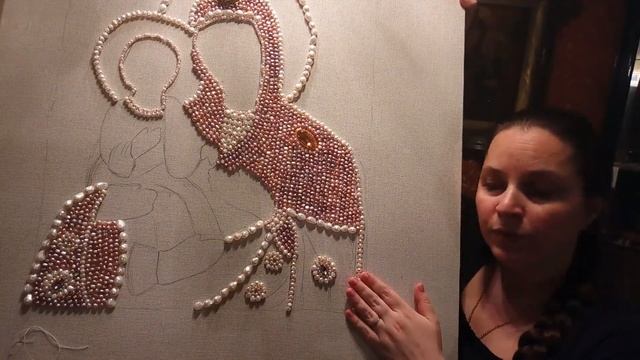 Вышивка храмовой иконы жемчугом день 4. Вышивает Наталья Головицкая смотреть онлайн