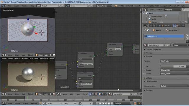 Easy metal shader in BLENDER 2 78 HD for Beginner. смотреть онлайн