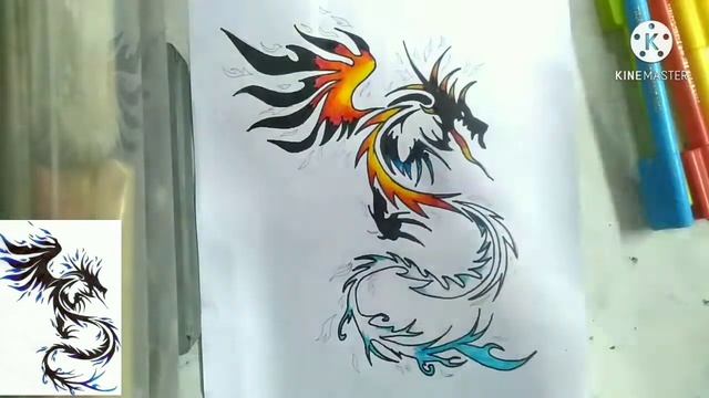 My drawing inprovement\dragon tattoo drawing with colour смотреть онлайн