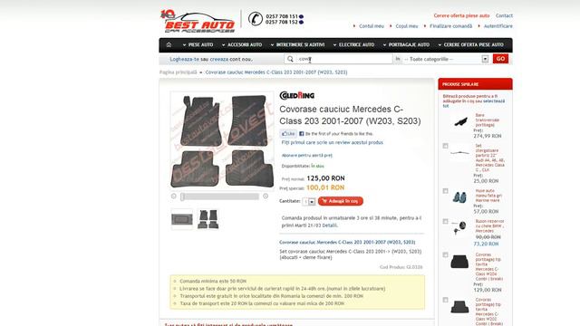 Covorase auto Mercedes C-Class 203 2001-2007, covorase cauciuc Mercedes C-Class смотреть онлайн