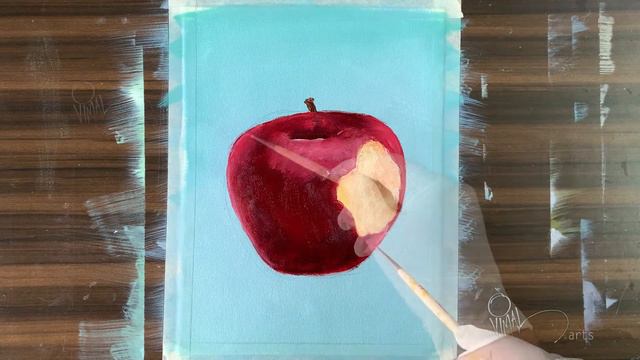 Hyperrealism, Paint a half-eaten Apple using acrylic colours, Detailed process смотреть онлайн