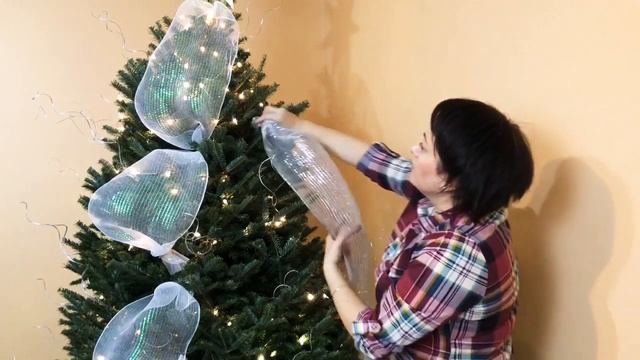 Декорация елки в бело- серебрёном тонах смотреть онлайн