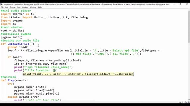 How to build an mp3 player with python and pygame- part 4- Loading mp3 files смотреть онлайн