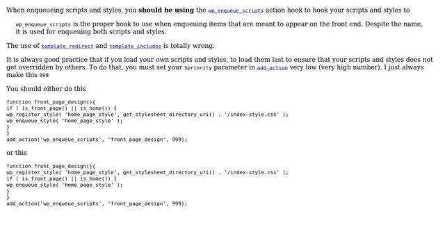 Wordpress: Proper Way to Enqueue CSS for Front Page - template_redirect in functions.php? смотреть онлайн