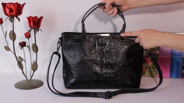 Сумка с ручками REGGI черная смотреть онлайн