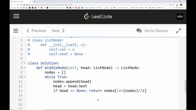 LeetCode Challenge April mit Python, Tag 8 "Middle of the Linked List" смотреть онлайн
