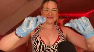 medical gloves and oil for a perfect ASMR experience
