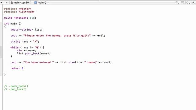 Use push back and pop back to add or remove elements from vectors (C++ programming tutorial) смотреть онлайн