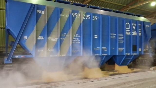 Выгрузка зерновых из вагона-хоппера на терминале в Новороссийске смотреть онлайн