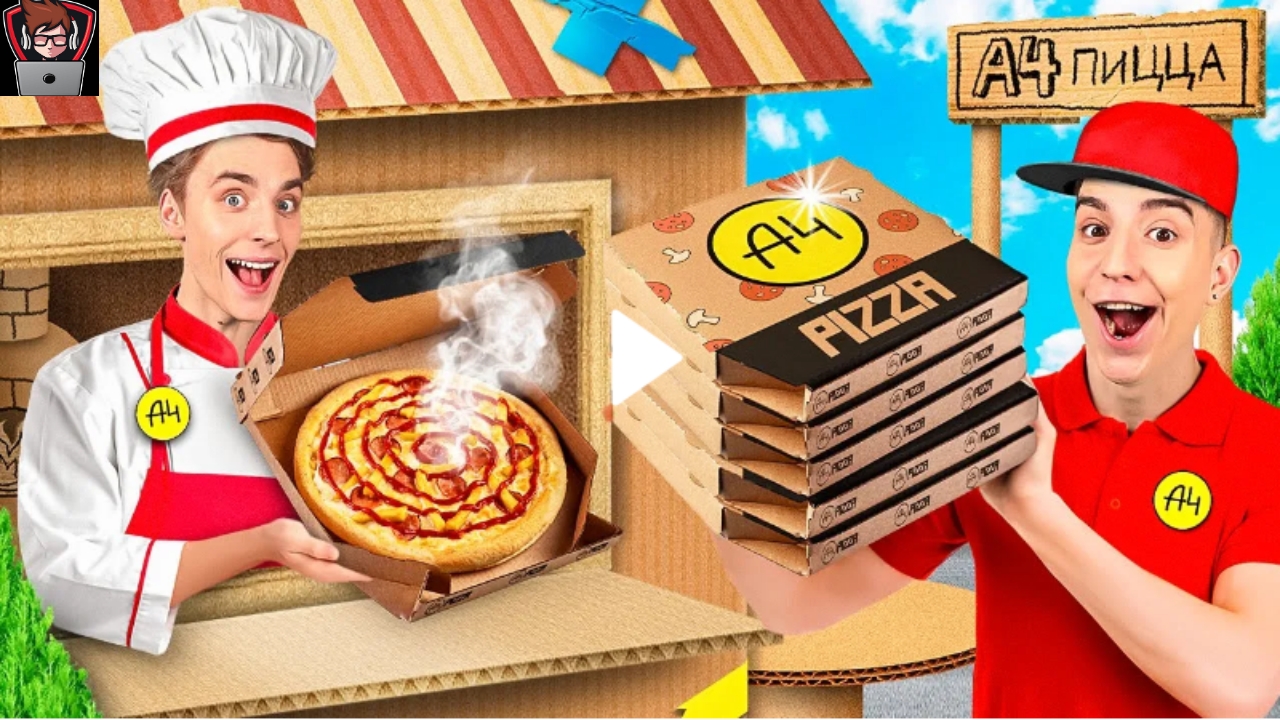 Открыл картонную пиццерию А4! Реакция на Влада А4. смотреть онлайн