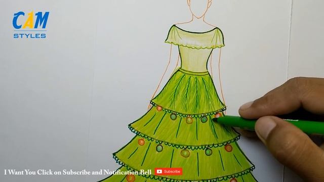 Drawing Dress Christmas Tree | Fashion illustration art | Fashion illustration sketches смотреть онлайн