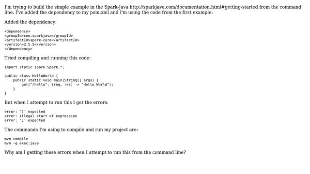 Spark-Java: Build the doc example from the command line (2 Solutions!!) смотреть онлайн