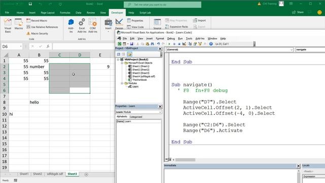 Excel VBA - Debug, Step Through Code Line by Line , Activate, Offset Ranges, Cells - Part 2 смотреть онлайн