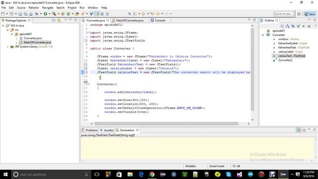 GUI in Java Episode 1 : Fahrenheit to Celsius Converter смотреть онлайн