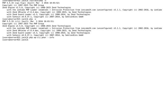 Wordpress: wp-cli only displays PHP version for all input options смотреть онлайн