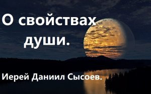 О свойствах души и об их правильном применении. Иерей Даниил Сысоев.
