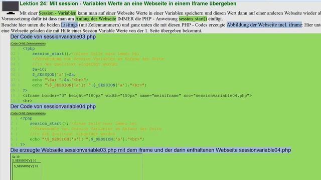 Lektion 24: Mit session - Variablen Werte an eine Webseite in einem Iframe übergeben смотреть онлайн