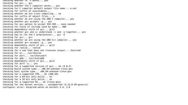 Ubuntu: Installing valgrind ./configure fails to produce makefile смотреть онлайн
