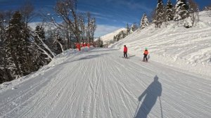 Роза Хутор, январь 2024, трасса "Панорама" (синяя), видео 4К