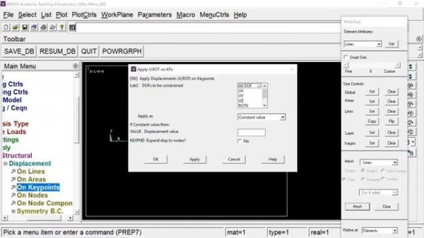 ANSYS | 1D - Beam problem Using Beam188 element Simply supported roller support