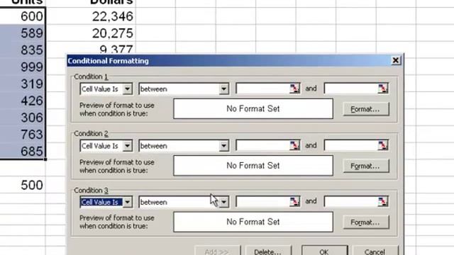 Excel 2003 Conditional Formatting смотреть онлайн