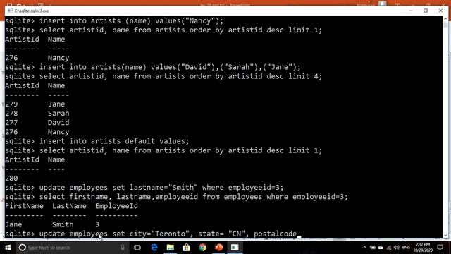 Dml (insert, update, delete) tcl (commit, rollback) practice in Sqlite. смотреть онлайн