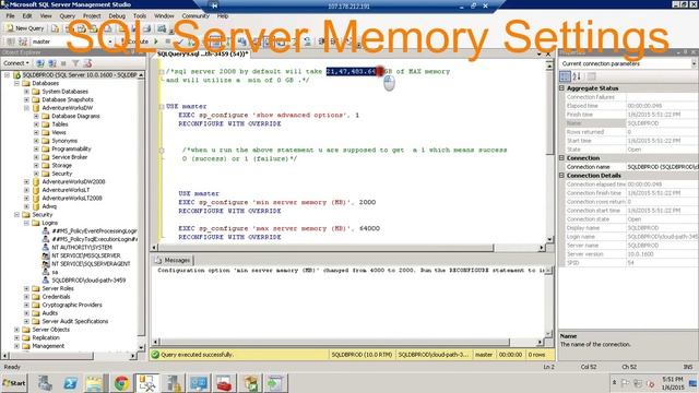 SQL Server configuring Memory settings смотреть онлайн