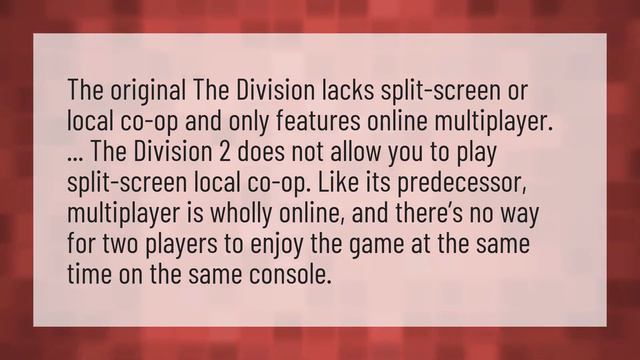 Is the Division 2 local co op? смотреть онлайн