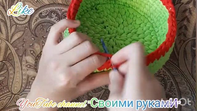 Пасхальная корзина крючком из трикотажной пряжи. Первая часть смотреть онлайн