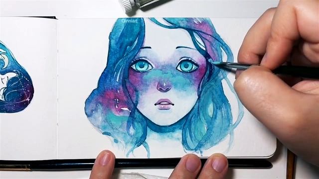 Starred Freckles - Watercolor + Gouache Painting Timelapse смотреть онлайн
