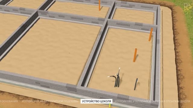 Строительство фундамента УФФ. Наглядный процесс в 3D-анимации смотреть онлайн