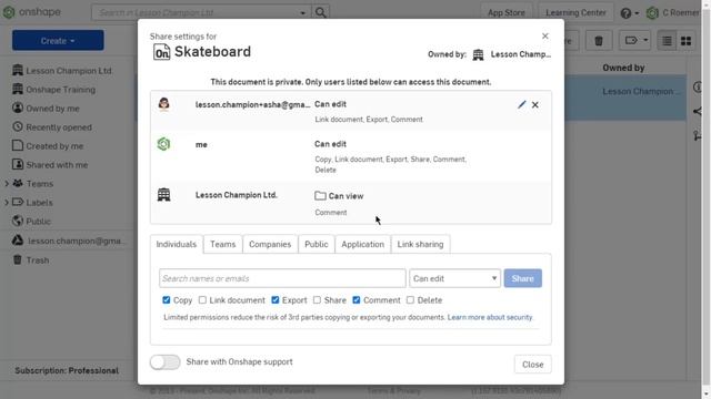 Tech Tip How to change or remove Share permissions in Onshape смотреть онлайн