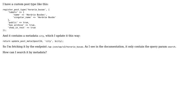 Wordpress: How to search by metadata using REST API? смотреть онлайн